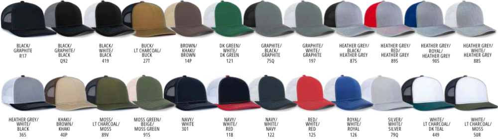 Pacific 104S Trucker Mesh Snapback Hat Colors
