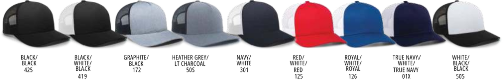 Pacific 105C 5 Panel Trucker Snapback Hat Colors
