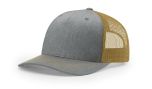 Richardson 112FP Heather Grey Amber Gold Trucker Mesh Hats