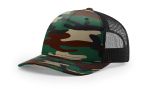 Richardson 112PFP Green Camo/Black Trucker Mesh Hat