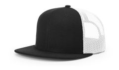 Richardson 511 Black/White Wool Blend Flat Bill Trucker Mesh Snapback Hat FREE SHIPPING
