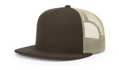 Richardson 511 Brown/Khaki Wool Blend Flat Bill Trucker Mesh Snapback Hat FREE SHIPPING