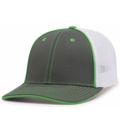 404M Graphite/White/Neon Green Trucker Mesh Universal Fit Hat by Pacific Headwear