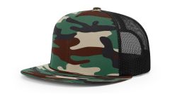 Richardson 511 Green Camo/Black Wool Blend Flat Bill Trucker Mesh Snapback Hat FREE SHIPPING