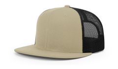 Richardson 511 Khaki/Black Wool Blend Flat Bill Trucker Mesh Snapback Hat FREE SHIPPING