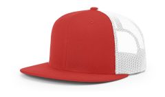 Richardson 511 Red/White Wool Blend Flat Bill Trucker Mesh Snapback Hat FREE SHIPPING