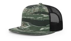 Richardson 511 Tiger Camo/Black Wool Blend Flat Bill Trucker Mesh Snapback Hat FREE SHIPPING