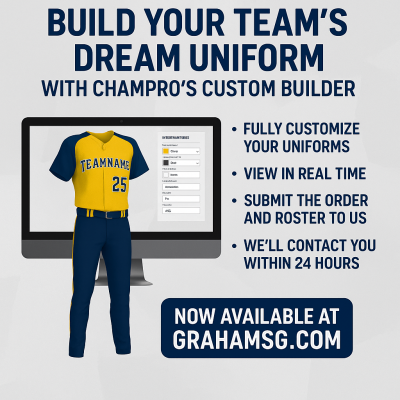 Build Your Team’s Dream Uniform with Champro’s Custom Builder – Now Available at GrahamSG.com!