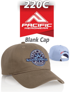 BUY 220C BRUSHED COTTON ADJUSTABLE VELCRO HAT BY PACIFIC HEADWEAR. Crown: Unstructured | Pro-Stitched finish | Adjustable Velcro back 
Visor: Pre-curved | Khaki undervisor 
Sweatband: Contrasting khaki cotton sweatband	
Closure: Self material Velcro closure	
Sizes: Adult | Velcro adjustable | One size fits most.