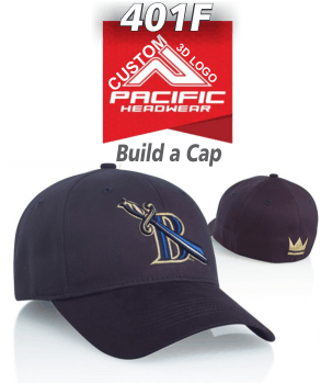 BUY 401F COTTON UNIVERSAL FIT HAT with 3d embroidery BY PACIFIC HEADWEAR. Crown: Structured | Pro-Stitched finish | Universal fit 
Visor: Pre-curved | Gray undervisor 
Sweatband: Unifit™ three-part comfort fit self-material sweatband	
Closure: Universal fit	
Sizes: Sizing: SM-MED (6 7/8-7 3/8) | L-XL (7 3/8-8)