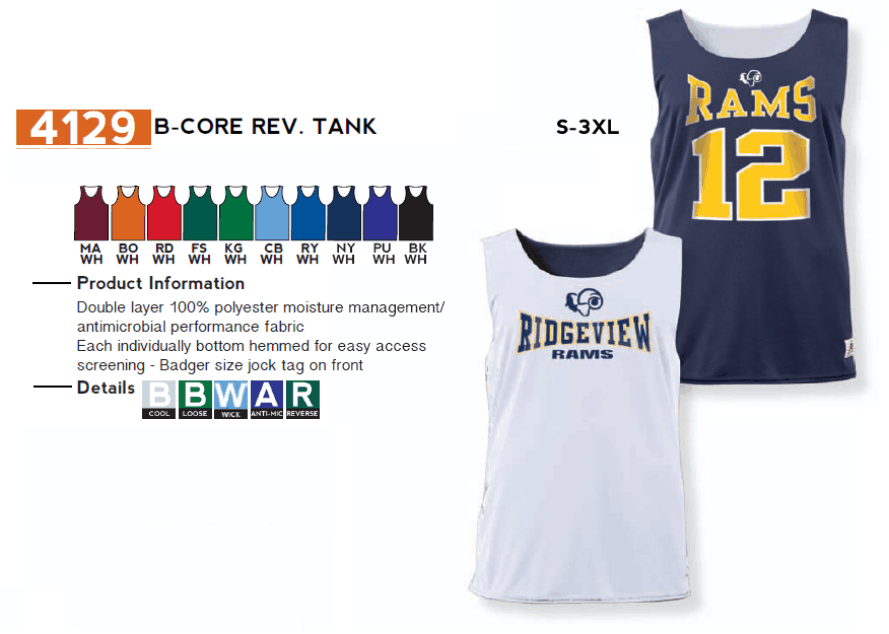 Buy B-Core Performance Reversible Basketball Jersey by Badger Sport Style Number: 4129