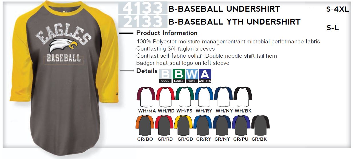Buy Youth B-Baseball Performance Undershirt by Badger Sport Style Number 2133