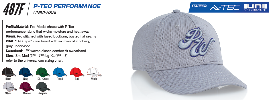 Buy 487C P-TEC Performance Cap with 3D Custom Embroidery by Pacific Headwear FREE SHIPPING