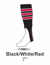 Buy Black/White/Red Striped Baseball Stirrups by TCK.  The Stirrup is Pattern D in a 7" Cut. Graham Sporting Goods Team Leader in Stirrups. 