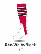 Buy Red/White/Black Striped Baseball Stirrups by TCK.  The Stirrup is Pattern D in a 7" Cut. Graham Sporting Goods Team Leader in Stirrups. 