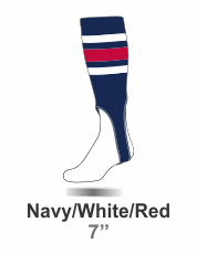 Buy NAVY/WHITE/RED Striped Baseball Stirrups by TCK.  The Stirrup is Pattern E in a 7" Cut. Graham Sporting Goods Team Leader in Stirrups. 