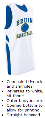 BUY 7M8AHMK Performance Reversible Jersey STYLE NUMBER: 7M8AHMK Description: The Russell Athletic&reg; men&rsquo;s reversible practice jersey is constructed with a concealed u-neck armholes with top stitching for comfort and a stylish contrasting color neck insert. Reverses to Second Color Open Bottom to Allow for Printing Imported Black / White Cardinal / White Dark Green / White Maroon / White Navy / White Purple / White Royal / White True Red / White