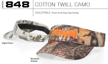 Buy 848 Camo Cotton Twill Adjustable Visor by Richardson Caps