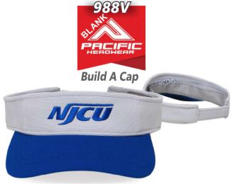 Buy 988V Custom Adjustable Visor  M2 Performance by Pacific Headwear FREE SHIPPING.  Design Your Own Hatr  Build A Cap. BUY AT GRAHAM SPORTING GOODS. M2 technology is the ultimate in performance fabric from Pacific Headwear. Antimicrobial properties resist odor causing bacteria and the forming of sweat stains. Choose your visor button and Crown colors. Piping or sandwich visor options are also available. Have your team hit the field in style with a customized visor. 3-Week turnaround (approx). All custom visors are assembled in the USA to ensure quick delivery. Graphite - Black - Navy - Dark Green - Maroon - Silver - Royal - White - Cardinal - Vegas Gold - Kelly - Orange - Columbia Blue - Purple - Gold - Neon Yellow - Neon Orange - Neon Green - Pink - Army Camo - Digital Camo-Desert - Digital Camo Military Green