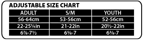 SIZE CHART FOR OUTDOOR CAP ADJUSTABLE HATS