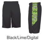 Black / Lime Digital Camo Panel Shorts by Badger Sport. Style Number 4189.