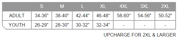 Champro Size Chart for Baseball Jersey