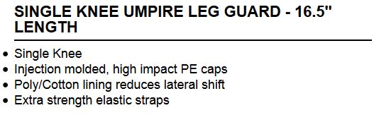 Buy Umpire Single Knee Leg Guard by Champro Sports Style Number CG08