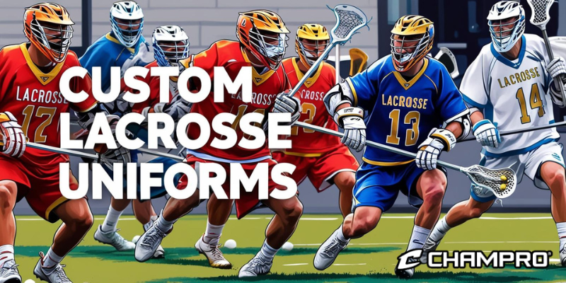 Custom sublimated lacrosse uniforms by Champro featuring vibrant designs, durable materials, and personalized team options.