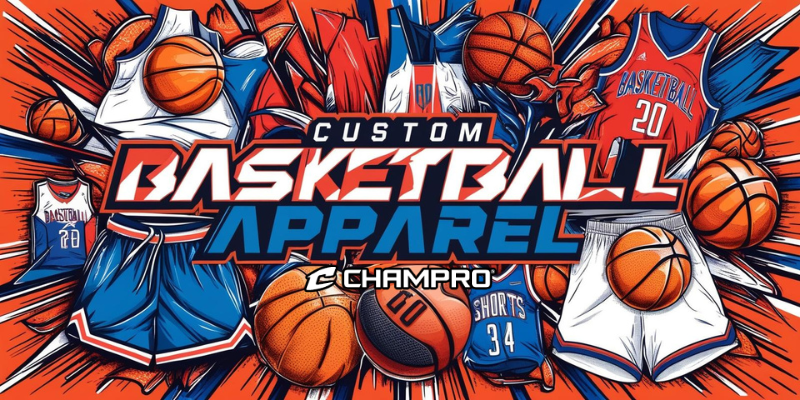 Image featuring Champro custom sublimated basketball jerseys with bold, high-quality designs, showcasing vibrant team colors, logos, and personalized details for players and teams.