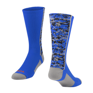 Digital Camo Crew Socks by TCK. DCMC1. Available Colors: Royal Red Navy Black Pink Dark Green and white. FEATURES •moisture control •odor control •antimicrobial •blister control •arch compression •breathable mesh •ergonomic cushion •double welt top •heel/toe design.