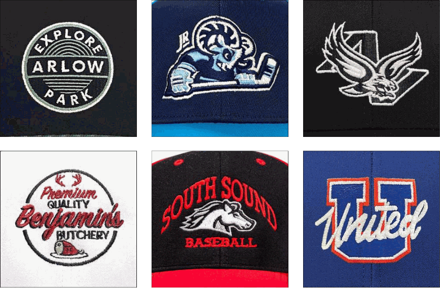 Flat embroidery sample by Pacific Headwear