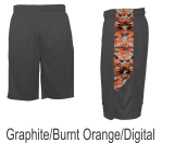 Graphite / Burnt Orange Digital Camo Panel Shorts by Badger Sport. Style Number 4189.