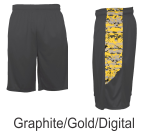 Graphite / Gold Digital Camo Panel Shorts by Badger Sport. Style Number 4189.