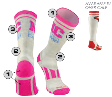 HEATHER STYLE LENGTH CONSTRUCTION LHPC01 CREW HEEL&TOE LHPO01 OVER-CALF HEEL&TOE DESIGN STEPS 1. choose stripes/heel&toe color 2. choose body/heather color 1 (limited to HEATHER colors) 3. provide logo or text (front, sides, or back) 4. choose size (S, M, L, XL) CONTENTS •77% polypropylene •17% nylon •3% elastic •3% lycra® spandex. BUY TCK SOCKS ONLY AT GRAHAM SPORTING GOODS. We at TCK are proud to have taken socks to the next level of customization. We strive every day to create high quality performance products and blend them with intricate designs. We are fortunate to have some of the most capable artists and technicians in the country. Their talent and experience combined with our unique group of machines has allowed us to do something that is unparalleled in the market. What separates us from the competition? •Needle Count: The higher the needle count the higher the resolution.  We at TCK run some of the highest needle counts in the athletic industry. •Number of Colors: Our unique bank of machines allows us to run up to  6 colors in a logo. •Better Coverage: Our machines have dedicated feeds that allow for  better coverage in the logo area. •Performance Yarns: Our performance line incorporates polypropylene and  nylon yarns that offer moisture management blister control and antimicrobial  characteristics. These yarns also provide superior durability. •People: Again we feel we have the most experienced and talented staff in  the country and OUR people make all the difference. CUSTOM HEATHERSTYLE LENGTH CONSTRUCTIONLHPC01 CREW HEEL&TOELHPO01 OVER-CALF HEEL&TOEDESIGN STEPS1. choose stripes/heel&toe color2. choose body/heather color 1 (limited to HEATHER colors)3. provide logo or text (front, sides, or back)4. choose size (S, M, L, XL)CONTENTS•77% polypropylene •17% nylon•3% elastic •3% lycra® spandex.
