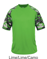 Youth Lime / Lime Camo Performance Tee by Badger Sport. 2141. Buy Camo at Graham Sporting Goods