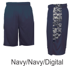Navy / Navy Digital Camo Panel Shorts by Badger Sport. Style Number 4189.