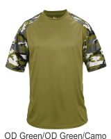 Youth OD Green / OD Green Camo Performance Tee by Badger Sport. 2141. Buy Camo at Graham Sporting Goods