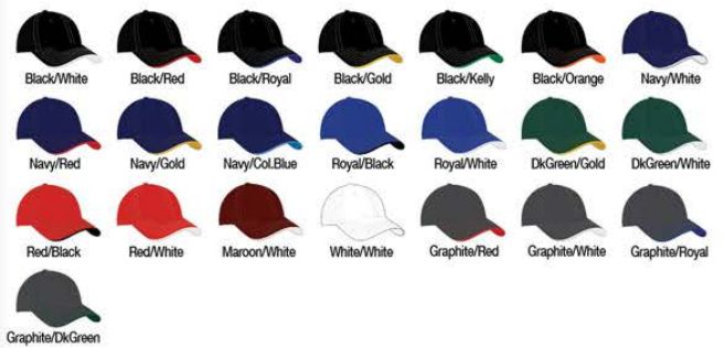 Colors: Black/White - Black/Red - Black/Royal - Black/Gold - Black/Kelly - Black/Purple - Black/Pink - Black/Orange - Navy/White - Navy/Red - Navy/Gold - Navy/Columbia Blue - Royal/Black - Royal/White - Dark Green/Gold - Dark Green/White - Red/Black - Red/White - Maroon/Gold - Maroon/White - White/White - Graphite/Red - Graphite/White - Graphite/Royal - Graphite/Dark Green