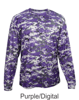 Purple Digital Camo Long Sleeve Performance Shirt by Badger Sport. 4184. Buy Camo at Graham Sporting Goods