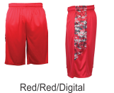Red / Red Digital Camo Panel Shorts by Badger Sport. Style Number 4189.