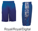 Royal / Royal Digital Camo Panel Shorts by Badger Sport. Style Number 4189.