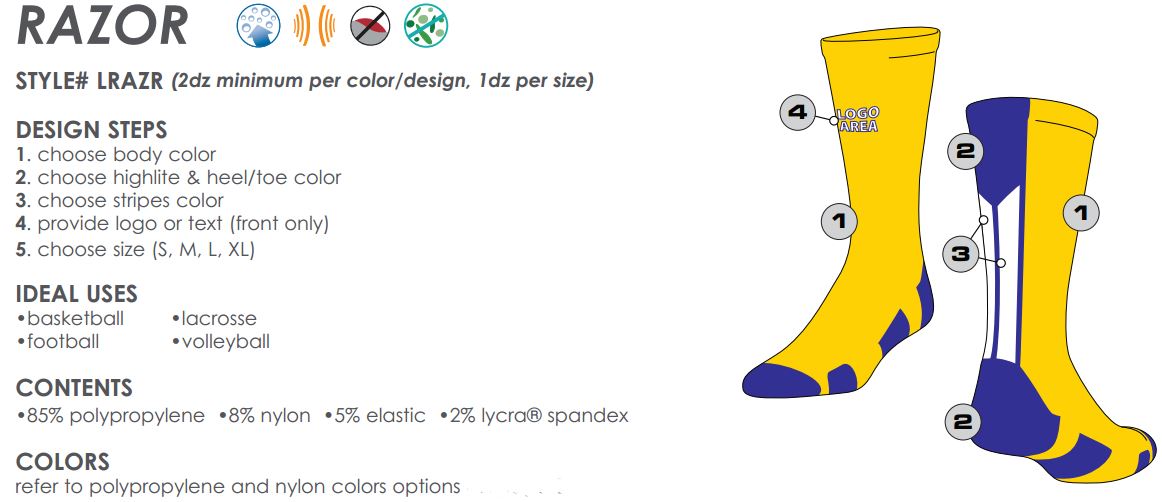 Design Custom Razor 2.0 Socks by TCK | Style Number: LRAZR