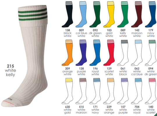 BUY CLASSIC TRIO 3 STRIPE SOCCER SOCKS BY TCK. GRAHAM SPORTING GOODS #1 IN TCK SOCCER SOCKS. TCK’s signature middleweight 3-stripe soccer sock features a rib-knit pattern a stylish turn-down top that suits the game and impact-absorbency cushioning in the sole for added comfort and protection.   Design Features: Rib-knit pattern for durability Turn-down top Heel/toe construction Ergonomic sole cushioning provides impact absorbency Smooth toe seam adds comfort Available Colors (body/stripes) Black/White Col. Blue/White Dk. Green/White Gold/White Kelly/White Maroon/White Navy/White Orange/White Purple/White Royal/White Scarlet/White White/Black White/Col. Blue White/Dk. Green White/Gold White/Kelly White/Maroon White/Navy White/Orange White/Purple White/Royal White/Scarlet Available Sizes: Medium (Men: 6-9 / Women: 7-10) Large (Men: 9-12 / Women: 10-13) Popular Uses: Soccer Sock Contents: 58% Nylon 40% Acrylic 2% Elastic Care Instructions: Twin City products are best preserved when machine washed and dried on low heat. NO BLEACH Launder inside out to prevent pilling and fuzzing.