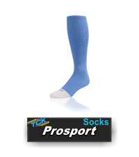 BUY PROSPORT SOCKS BY TCK. (PTWT1) The Multisport PRO is a light-weight moisture managing sock with white toe for personalization. IMAGE FILES 	 Multisport PRO - Columbia Blue  Double click on above image to view full picture Zoom Out Zoom In MORE VIEWS  Multisport PRO - Columbia Blue Product Description  The Prosport is a light-weight moisture managing sock with white toe for personalization.  Technologies 	 Design Features: TCK proDRI insulates and manages moisture Infused Alphasan® antimicrobials control bacteria and odor Double welt top for comfort and fit Light-weight and Durable design White Toe for personalized player number Smooth toe seam adds comfort Available Colors: Black Columbia Blue Dk. Green Gold Kelly Maroon Navy Orange Pink Purple Royal Scarlet White Sock Contents: 96% Polyproylene 4% Lycra® Spandex Care Instructions: Twin City products are best preserved when machine washed and dried on low heat. NO BLEACH Launder inside out to prevent pilling and fuzzing.