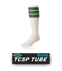 BUY TCSP 3-STRIPE TUBE SOCKS BY TCK. (TCSPY, TCSP1, TCSPK) The TCSP features classic cotton comfort in a white athletic tube with a matching 3-wide-stripe pattern. Available in 6-pack only. Contrasting stripe pattern available as special order only.  IMAGE FILES  TCSP Tube - Purple  Double click on above image to view full picture Zoom Out Zoom In MORE VIEWS  TCSP Tube - PurpleTCSP Tube - Dark GreenTCSP Tube - Dark Green / Gold / Dark Green Product Description  The TCSP features classic cotton comfort in a white athletic tube with a matching 3-wide-stripe pattern. Available in 6-pack only. Contrasting stripe pattern available as special order only. Call to order.   Design Features: Tube Construction Smooth toe seam adds comfort Available as 6-pack only Contrasting stripe pattern available as special order only (Call to Order) Available Colors (Stripes): Black Dark Green Gold Kelly Maroon Navy Orange Purple Royal Scarlet Available Sizes: Small (16") Medium (22") Large (25") Popular Uses: Basketball Cheerleading Football Golf LaCrosse Running/Training Skateboarding Tennis Track and Field Volleyball Sock Contents: 67% Cotton 15% Acrylic 13% Nylon 5% Elastic Care Instructions: Twin City products are best preserved when machine washed and dried on low heat. NO BLEACH Launder inside out to prevent pilling and fuzzing.