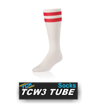 BUY 2-STRIPE TUBE SOCKS TCW3 BY TCK. (TCW3X) The TCW3 features classic cotton comfort in a white athletic tube with a matching 2-stripe pattern. 3-stripe contrasting pattern available as special order only  IMAGE FILES  TCW3 Tube - Scarlet  Double click on above image to view full picture Zoom Out Zoom In MORE VIEWS  TCW3 Tube - ScarletTCW3 Tube - Custom Product Description  The TCW3 features classic cotton comfort in a white athletic tube with a matching 2-stripe pattern. Available in 6-pack only. 3-stripe contrasting pattern available as special order only.   Design Features: Tube Construction Smooth toe seam adds comfort Contrasting 3-stripe pattern available as special order only Available Colors (Stripes): Black Dark Green Gold Kelly Maroon Navy Orange Purple Royal Scarlet Available Sizes: Medium (20") Popular Uses: Basketball Cheerleading Football Golf LaCrosse Running/Training Skateboarding Tennis Track and Field Volleyball Sock Contents: 73% Ring-Spun Cotton 10% Acrylic 11% Nylon 6% Elastic Care Instructions: Twin City products are best preserved when machine washed and dried on low heat. NO BLEACH Launder inside out to prevent pilling and fuzzing.