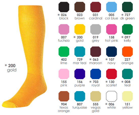 BUY TCK MULTI SPORT SOCK. Heavyweight multisport tube.  Sock Design: Tube Construction Double Welt Top Smooth Toe Seam Available Colors: Black* Brown Cardinal Col Blue* Dk Green* Fuchsia Gold* Grey Hot Pink Kelly* Lime Marlin Teal Maroon Navy Orange Pink Purple Royal Scarlet Teal Tex Orange Turquoise Vegas Gold White Yellow Available Sizes: X-Small (Youth: 8-12) (*stock colors) Small (Men: 3-6 / Women: 4-7) Medium (Men: 6-9 / Women: 7-10) Large (Men: 9-12 / Women: 10-13) X-Large (Men: 12-15) Popular Uses: Baseball Football Soccer Softball/Fastpitch Volleyball Contents: 67% Acrylic 27% Polyester 5% Rubber 1% Spandex Care Instructions: Twin City products are best preserved when machine washed and dried on low heat. NO BLEACH Launder inside out to prevent pilling and fuzzing.