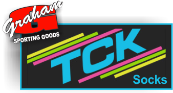 BUY TCK SOCKS ONLY AT GRAHAM SPORTING GOODS. We at TCK are proud to have taken socks to the next level of customization. We strive every day to create high quality performance products and blend them with intricate designs. We are fortunate to have some of the most capable artists and technicians in the country. Their talent and experience combined with our unique group of machines has allowed us to do something that is unparalleled in the market. What separates us from the competition? •Needle Count: The higher the needle count the higher the resolution.  We at TCK run some of the highest needle counts in the athletic industry. •Number of Colors: Our unique bank of machines allows us to run up to  6 colors in a logo. •Better Coverage: Our machines have dedicated feeds that allow for  better coverage in the logo area. •Performance Yarns: Our performance line incorporates polypropylene and  nylon yarns that offer moisture management blister control and antimicrobial  characteristics. These yarns also provide superior durability. •People: Again we feel we have the most experienced and talented staff in  the country and OUR people make all the difference.