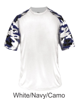 White / Navy Camo Performance Tee by Badger Sport. 4141. Buy Camo at Graham Sporting Goods