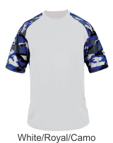 White / Royal Camo Performance Tee by Badger Sport. 4141. Buy Camo at Graham Sporting Goods